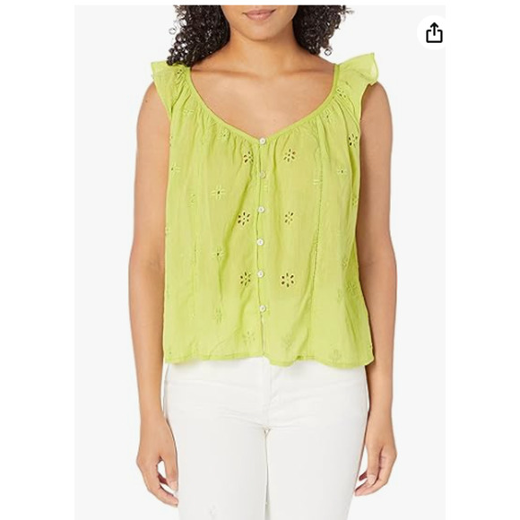 VELVET by GRAHAM & SPENCER NWT Coco Cotton Eyelet Ruffle Tank Blouse Top // L - Picture 14 of 14